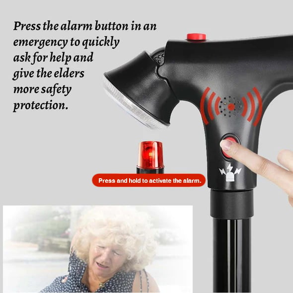 Multifunctional Folding Walking Cane for Seniors 🦯💡🚨