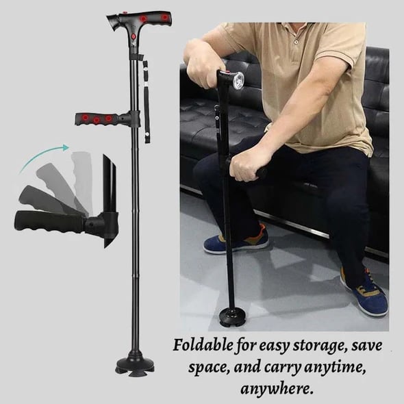 Multifunctional Folding Walking Cane for Seniors 🦯💡🚨
