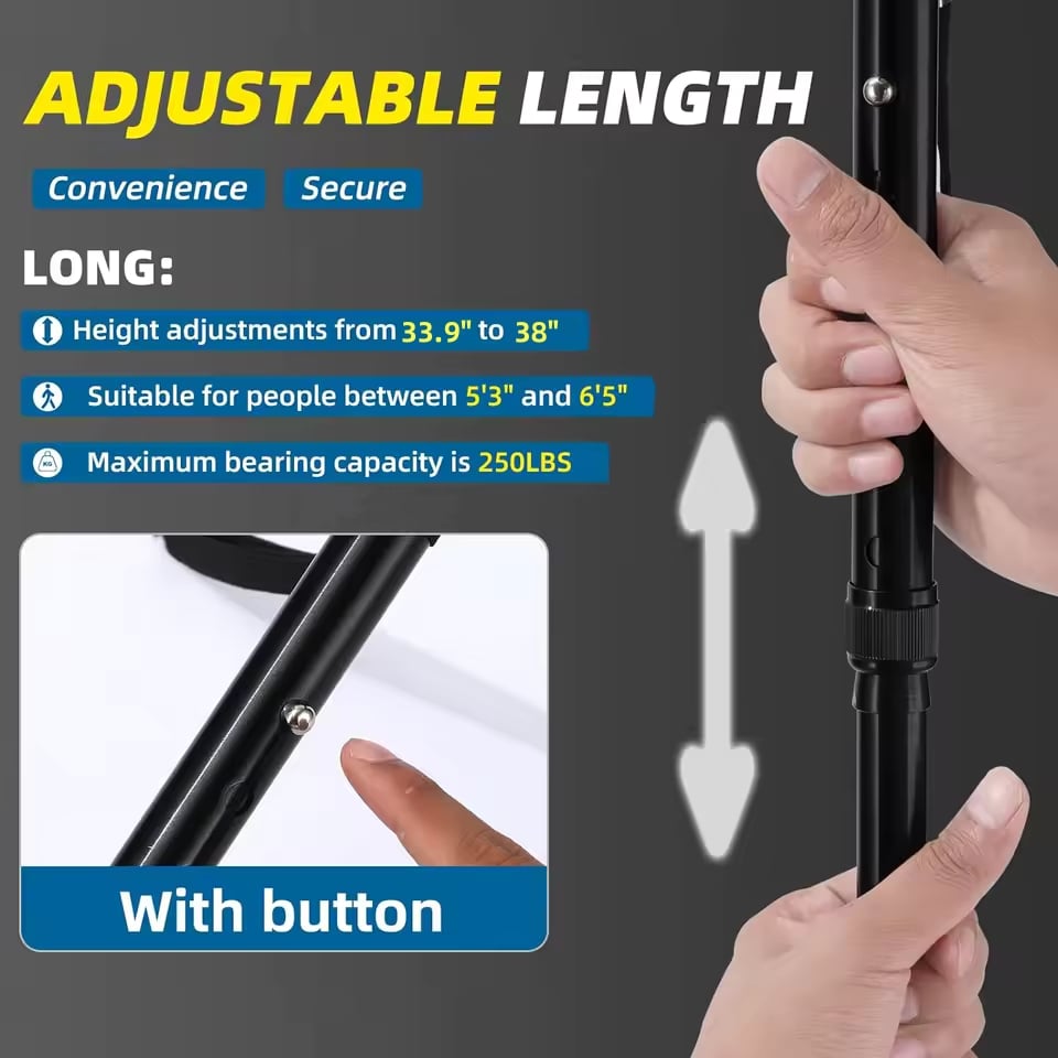 Multifunctional Folding Walking Cane for Seniors 🦯💡🚨