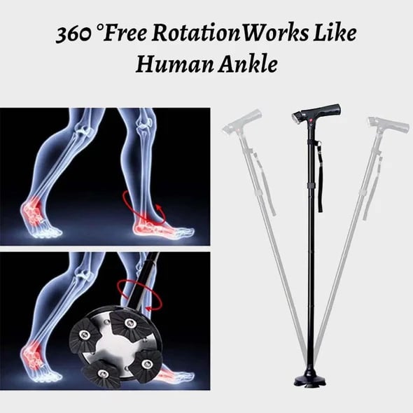 Multifunctional Folding Walking Cane for Seniors 🦯💡🚨