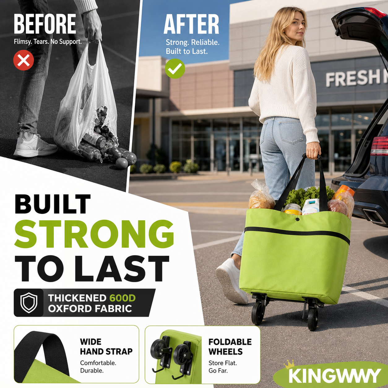 📢📢50% OFF !! ⏰2-in-1 Foldable Shopping Cart