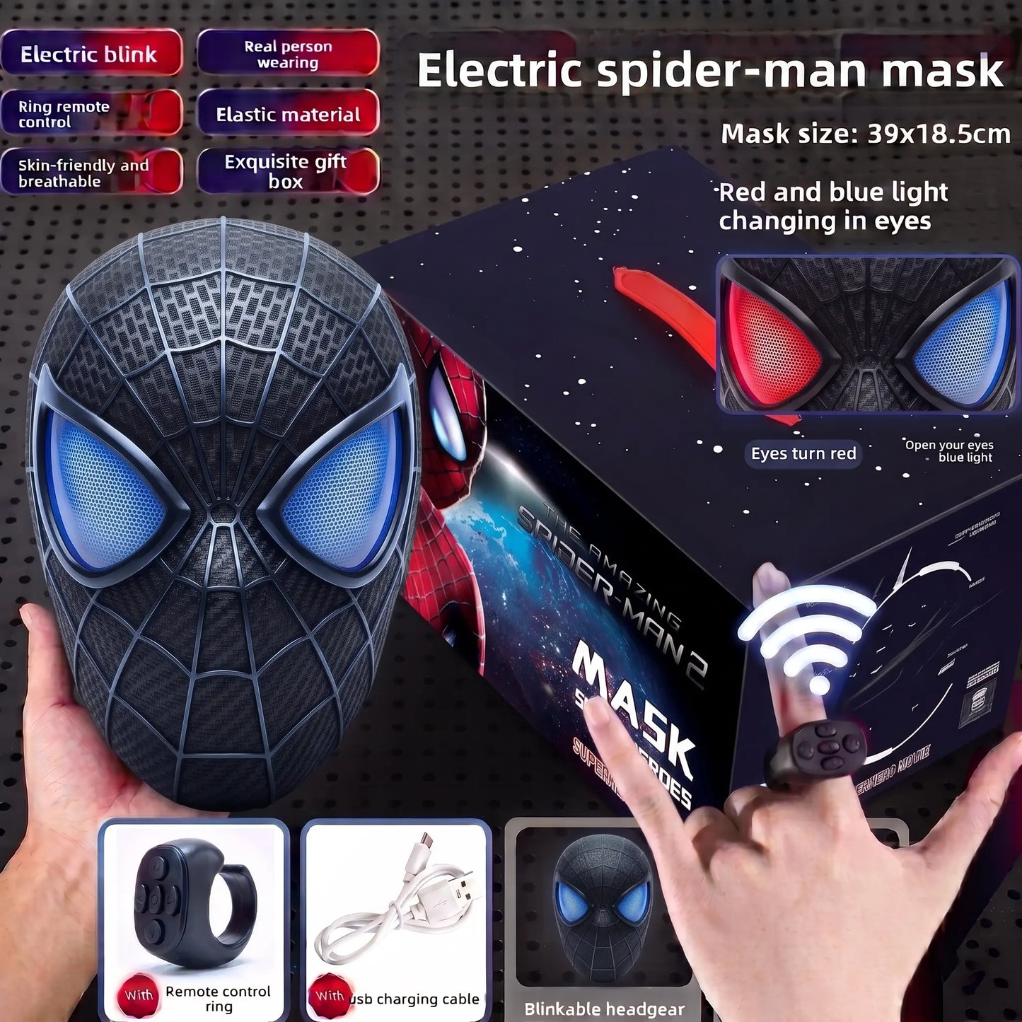 Officially Licensed Marvel Spider-Man LED Mask🕷️🎭✨