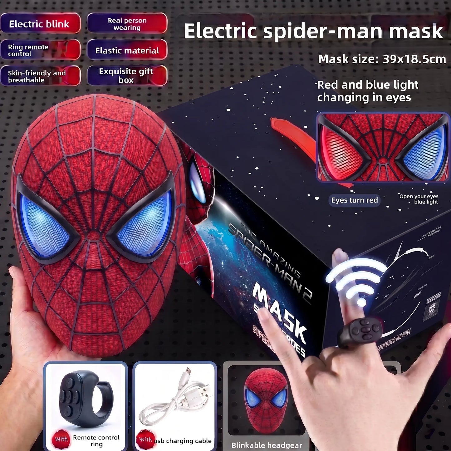 Officially Licensed Marvel Spider-Man LED Mask🕷️🎭✨