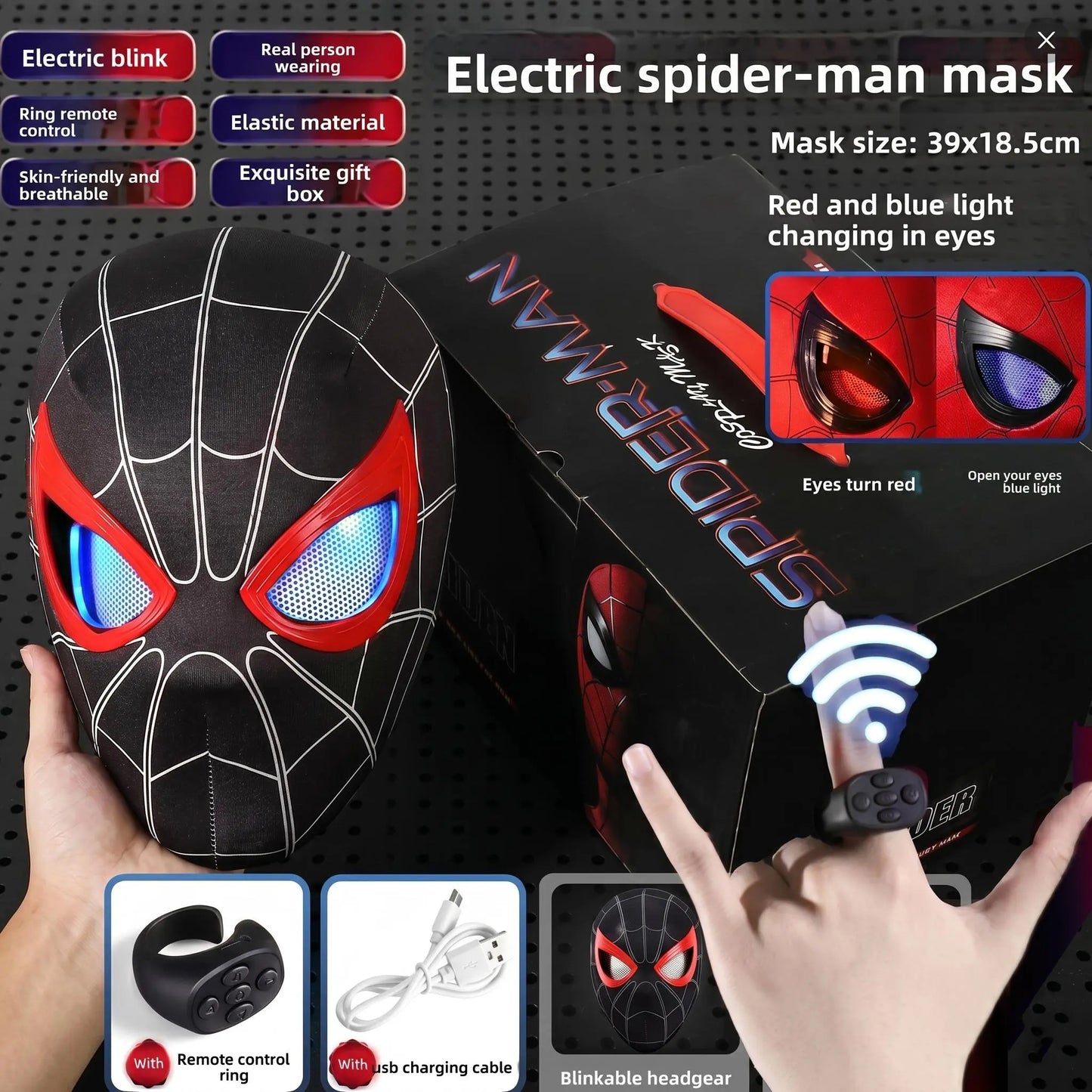 Officially Licensed Marvel Spider-Man LED Mask🕷️🎭✨