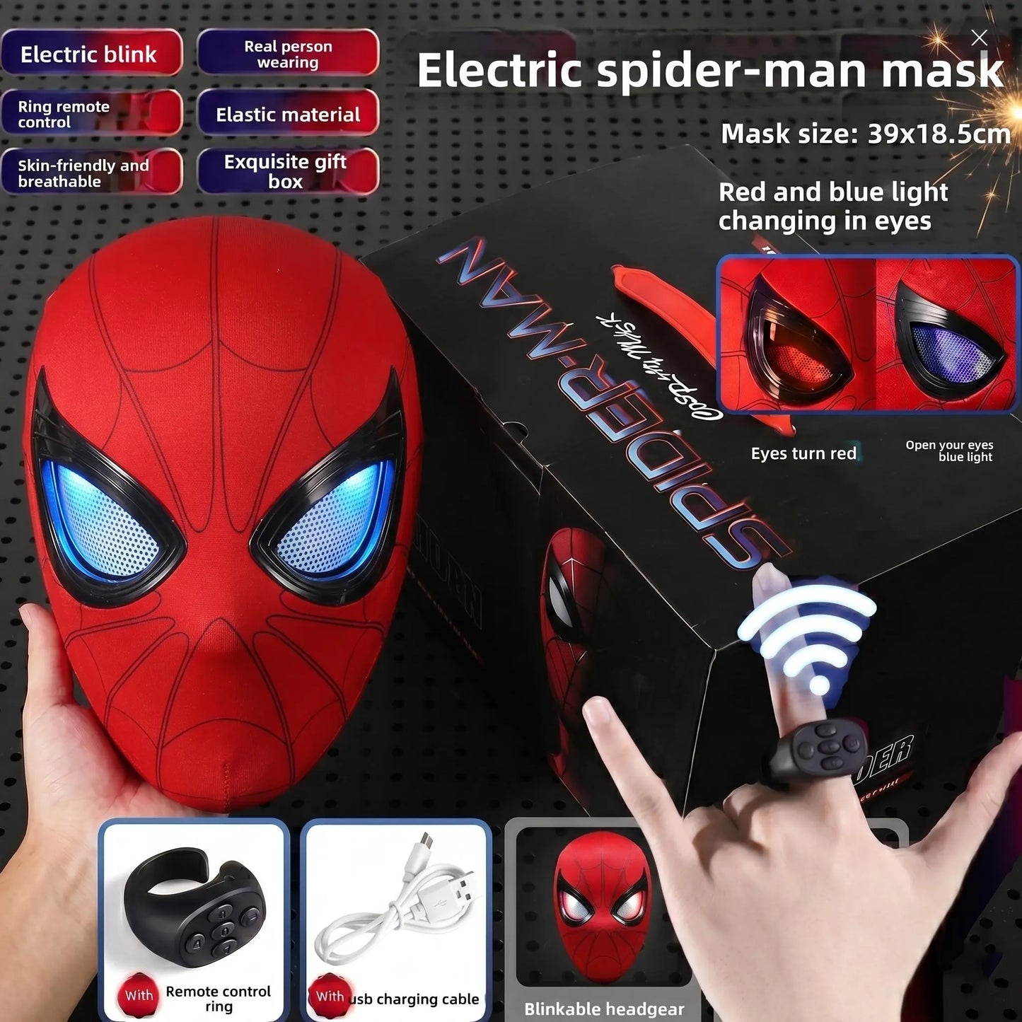Officially Licensed Marvel Spider-Man LED Mask🕷️🎭✨