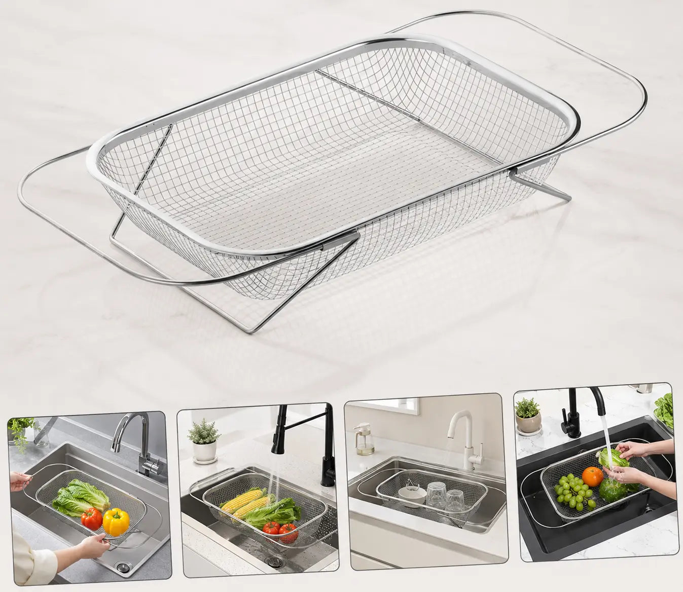 Stainless Steel Expandable Over-The-Sink Colander  🍝🥦🧼
