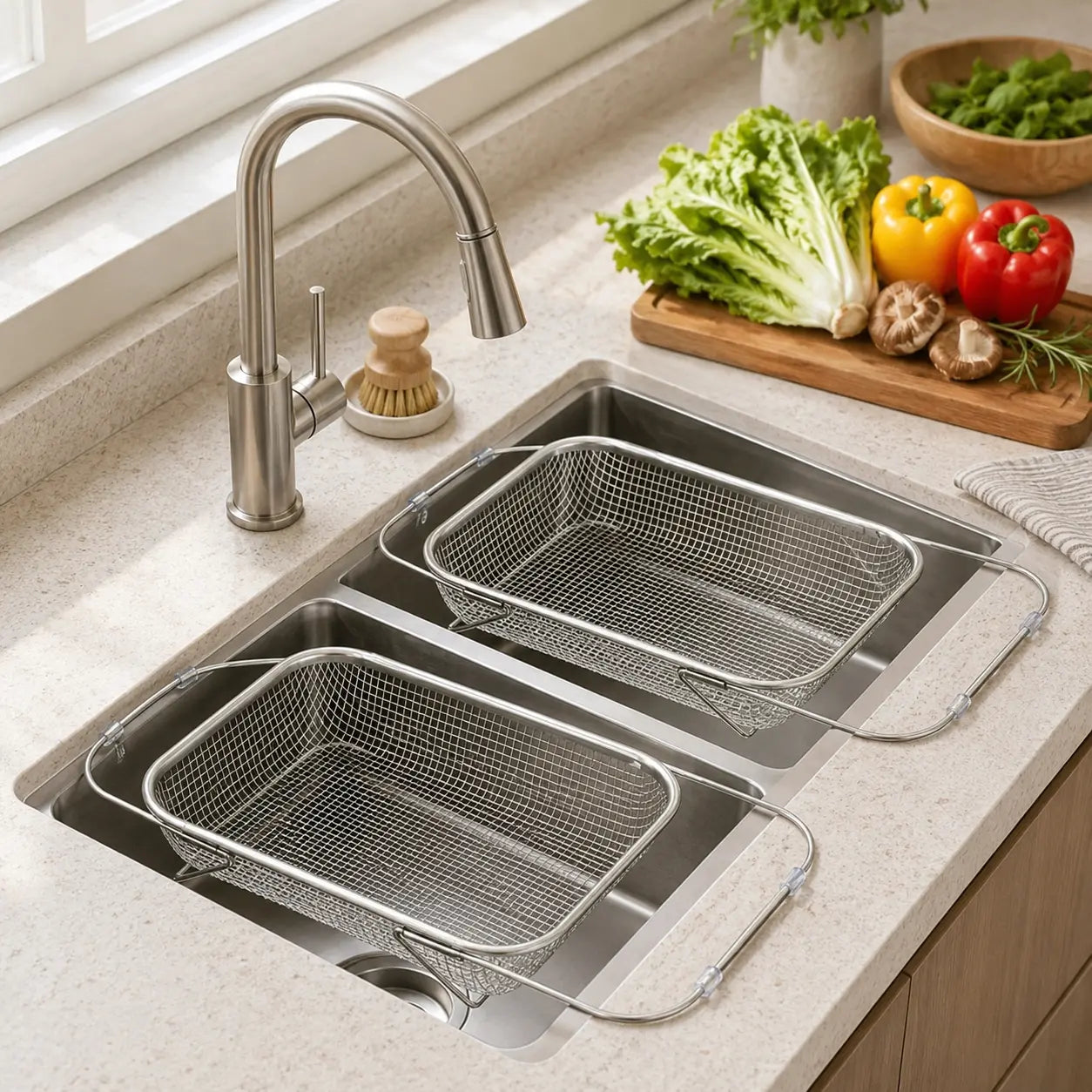 Stainless Steel Expandable Over-The-Sink Colander  🍝🥦🧼
