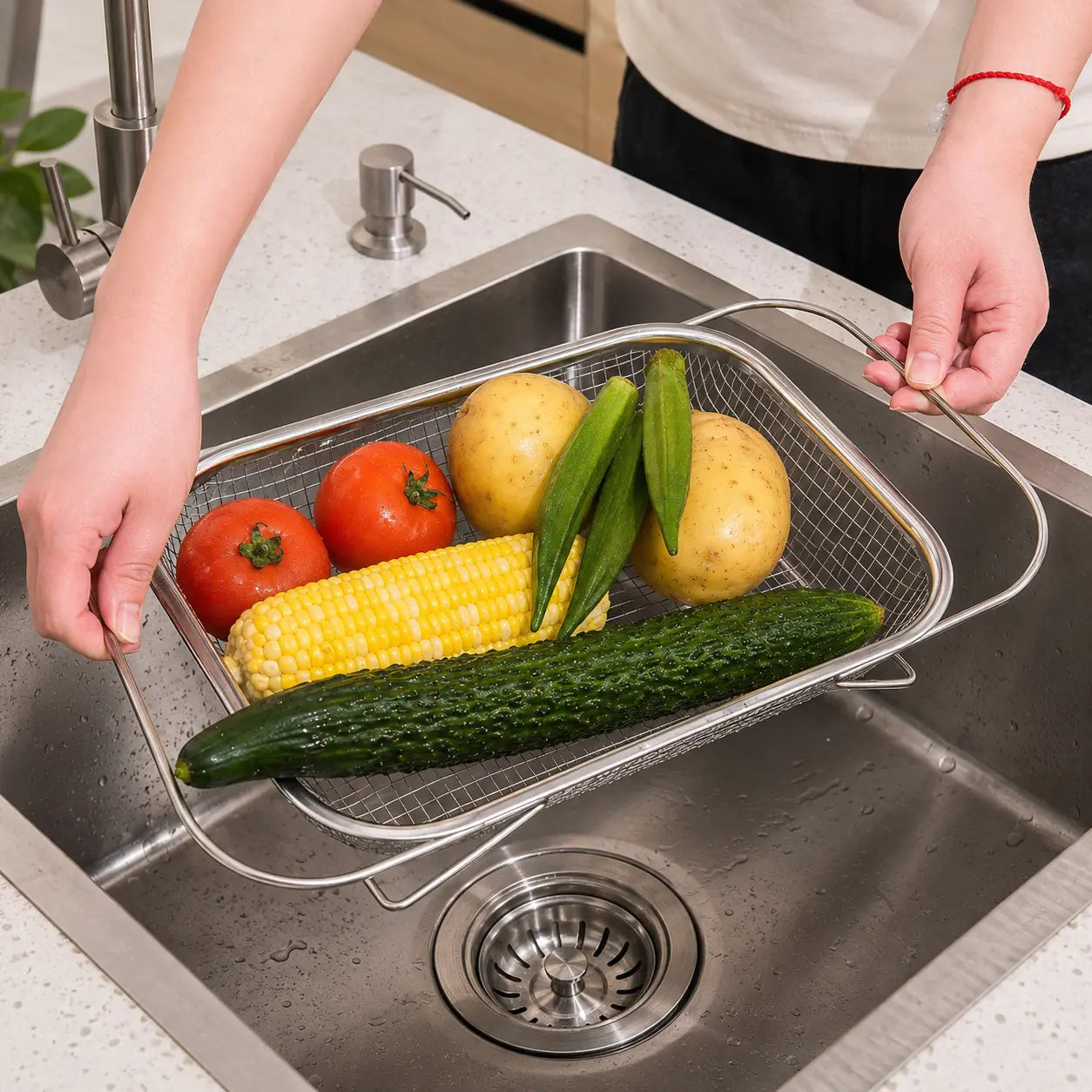 Stainless Steel Expandable Over-The-Sink Colander  🍝🥦🧼