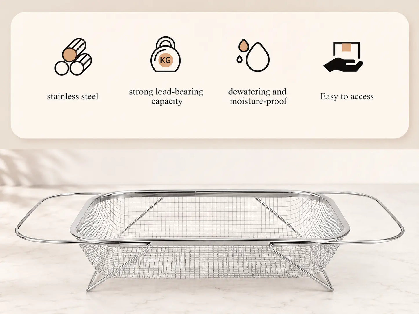 Stainless Steel Expandable Over-The-Sink Colander  🍝🥦🧼