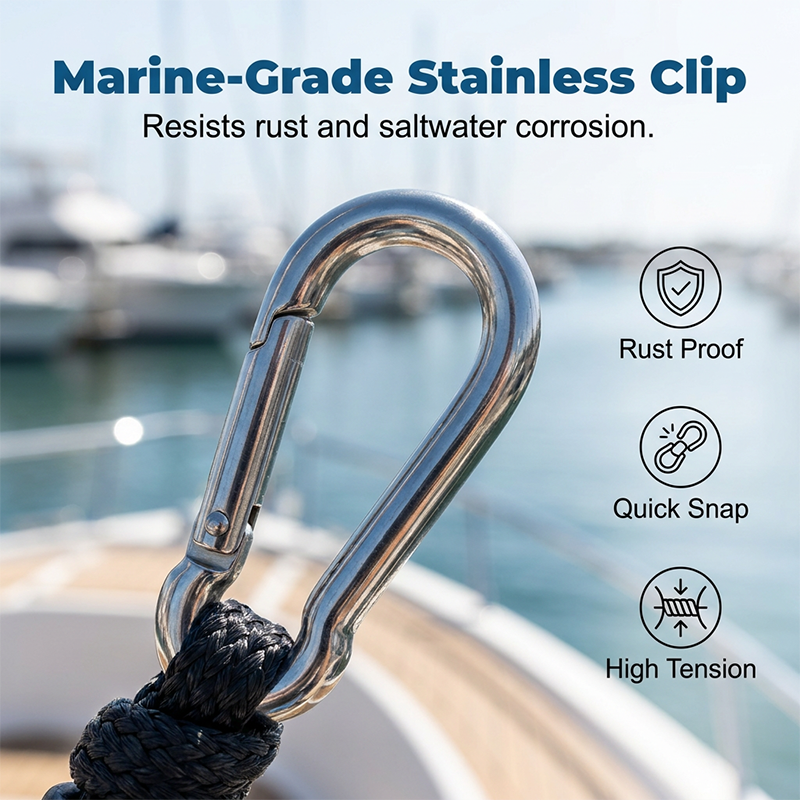 🔥Buy one get one free for a limited time 🔥Elastic dock rope with stainless steel clips